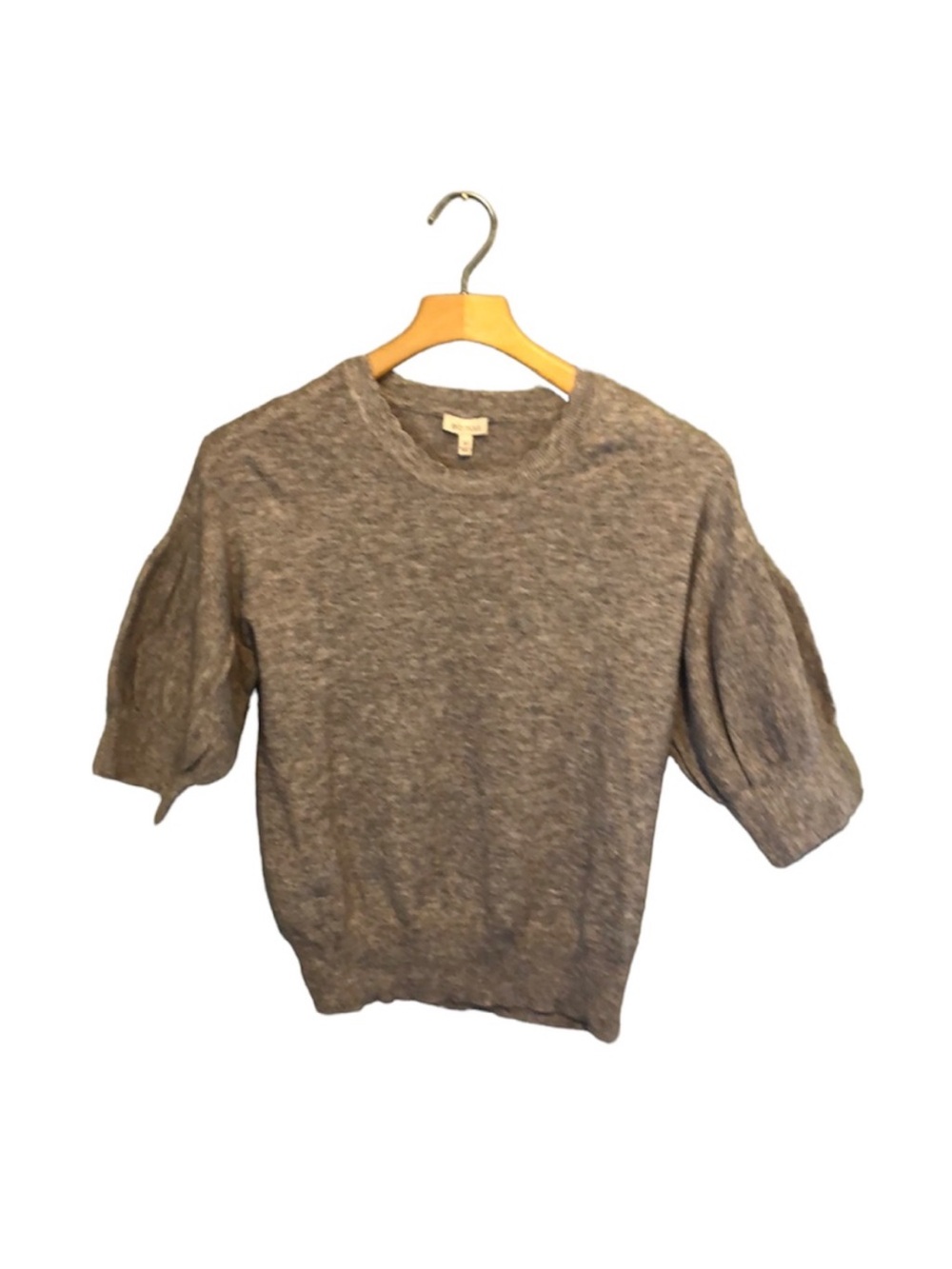 Ella Moss Gray Pleated Short Sleeve Knit Sweater Medium NWT